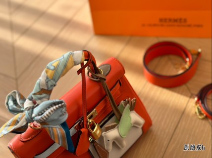 Hermès Kelly Bag 25cm Orange Red Leather view 6