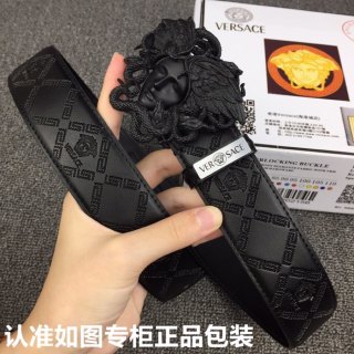 Versace Medusa Black Leather Belt with Gold Buckle view 4