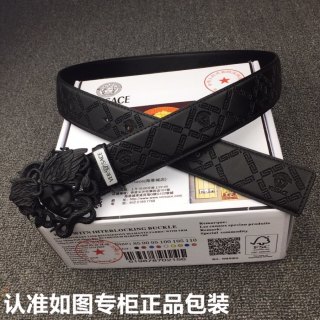 Versace Medusa Black Leather Belt with Gold Buckle view 5