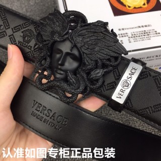 Versace Medusa Black Leather Belt with Gold Buckle view 7