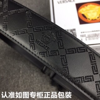 Versace Medusa Black Leather Belt with Gold Buckle view 8