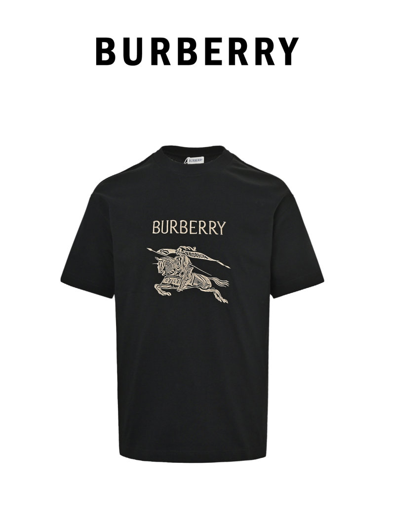 Burberry Black Gold Horse Logo T-Shirt view