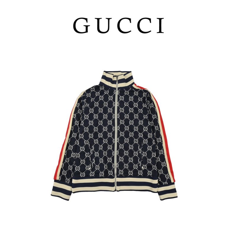 Gucci GG Monogram Bomber Jacket Navy White Stripe view