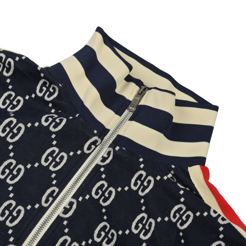 Gucci GG Monogram Bomber Jacket Navy White Stripe view