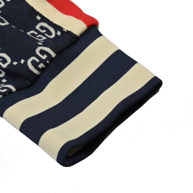 Gucci GG Monogram Bomber Jacket Navy White Stripe view