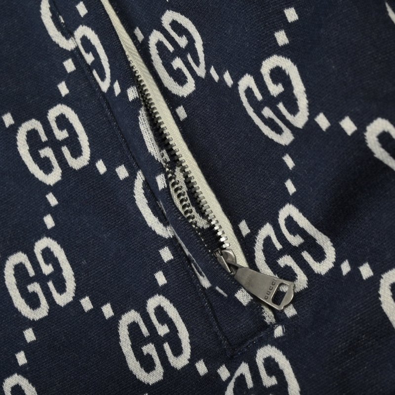 Gucci GG Monogram Bomber Jacket Navy White Stripe view