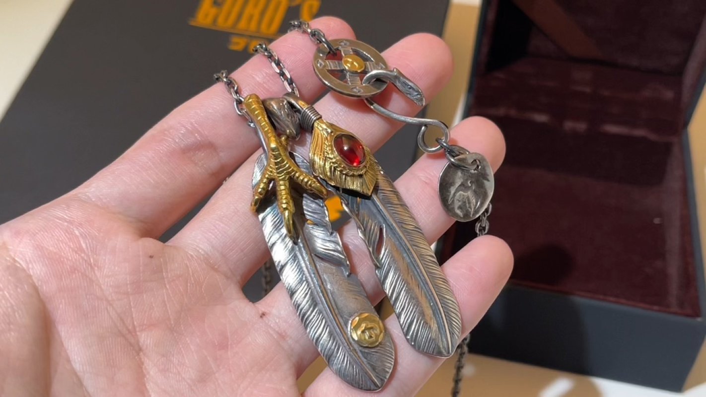 Winged Eagle Charm Keychain with Red Crystal