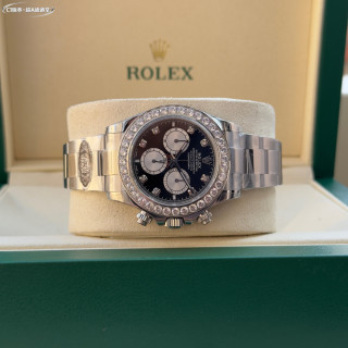 Rolex Daytona 4131 Chronograph Steel Diamond Bezel Black Dial view 6