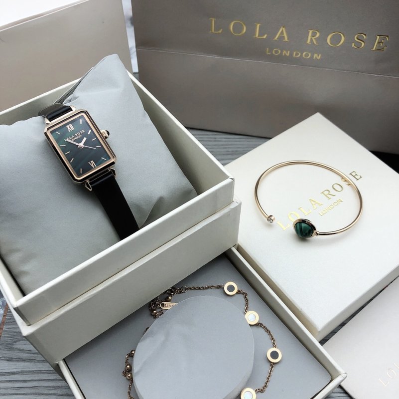 Lola Rose Malachite Peacock Green Rectangular Quartz Watch view