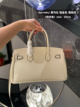 Hermès Platinum Birkin 29cm Cream Leather Crossbody Bag view 8