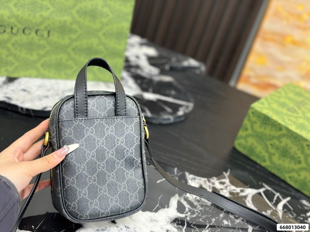 Gucci GG Supreme Black Phone Crossbody Bag view