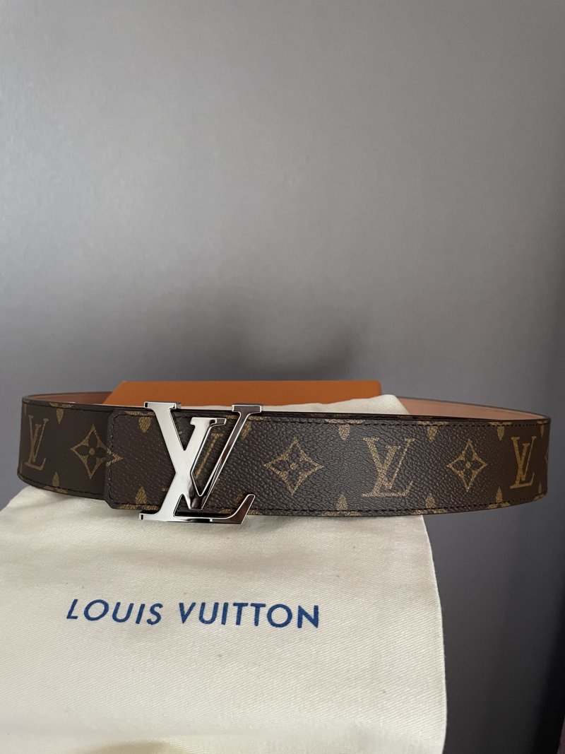 Louis Vuitton Monogram Canvas Belt with Silver LV Buckle