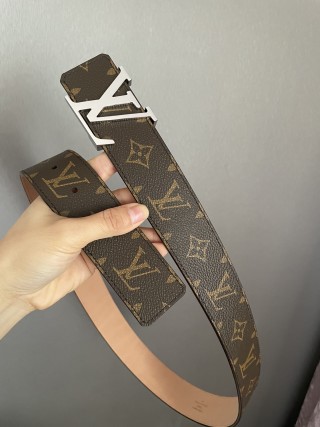 Louis Vuitton Monogram Canvas Belt with Silver LV Buckle view 4