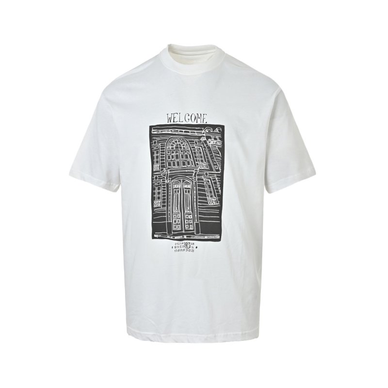 Welcome Graphic Print Short Sleeve T-Shirt Cream view