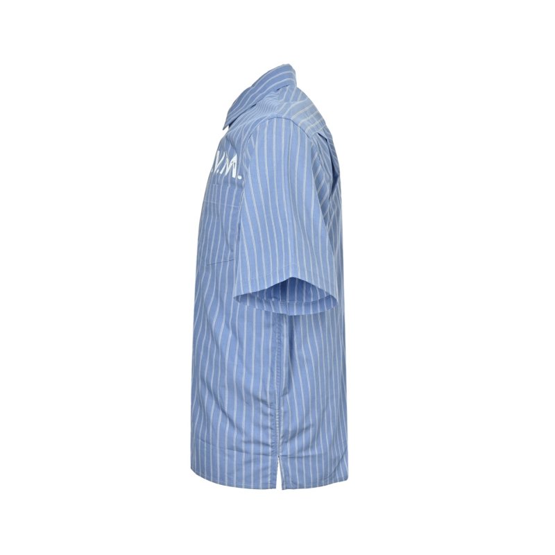 Blue Pinstripe Short Sleeve Button-Up Shirt view