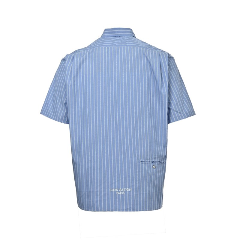 Blue Pinstripe Short Sleeve Button-Up Shirt view