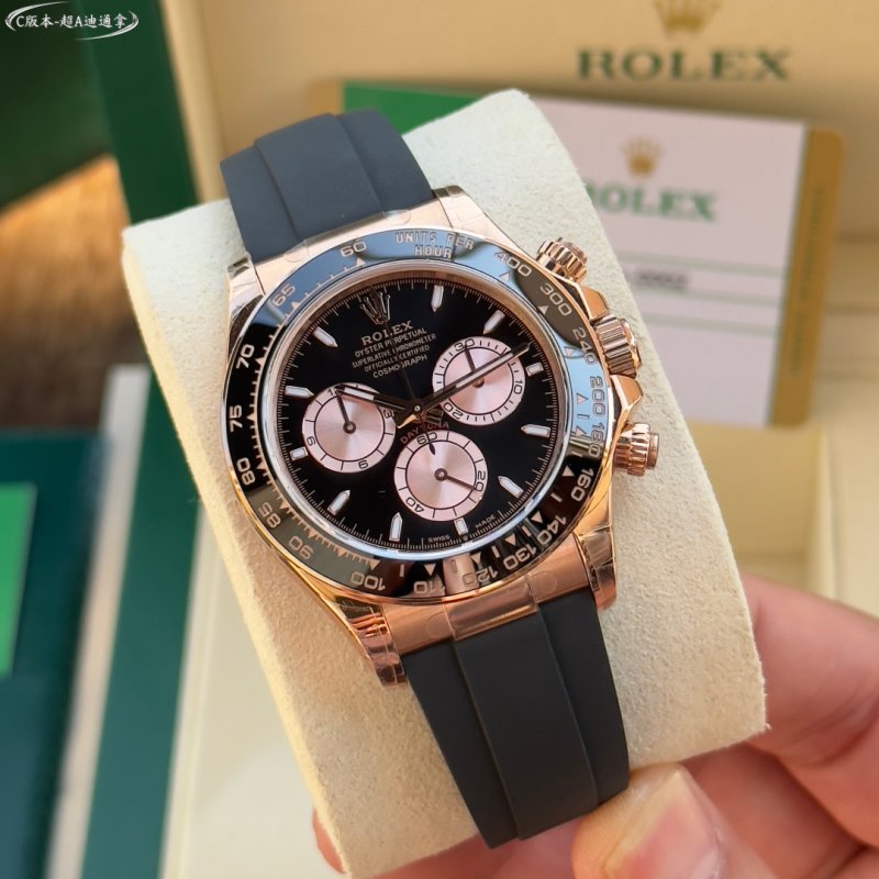 Rolex Daytona Rose Gold Black Dial Chronograph Watch