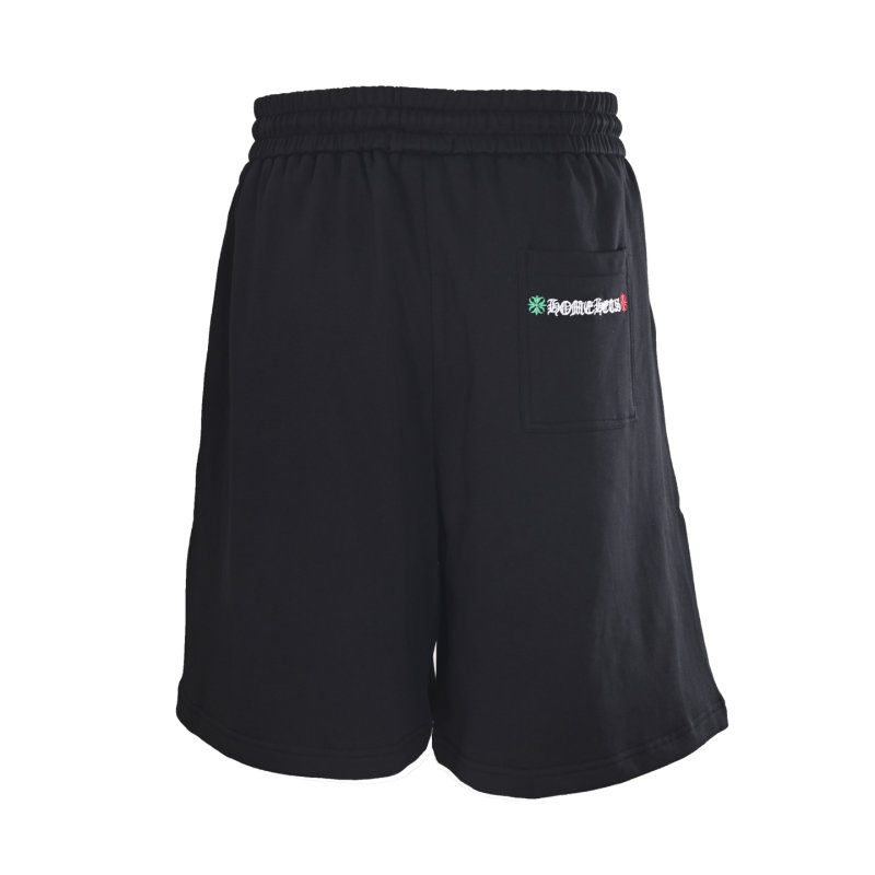 Black Embroidered Floral Shorts with Drawstring view