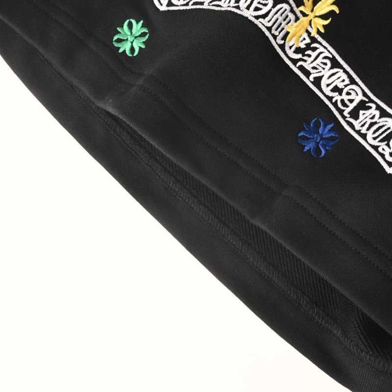 Black Embroidered Floral Shorts with Drawstring view