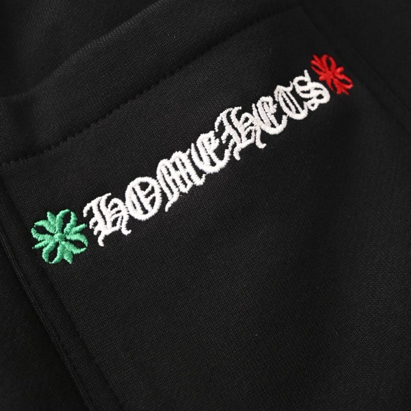 Black Embroidered Floral Shorts with Drawstring view