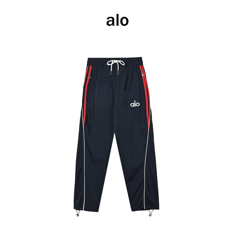Alo Navy Track Pants with Red Stripe view