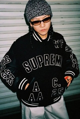 Supreme Black Varsity Wool Jacket view 1