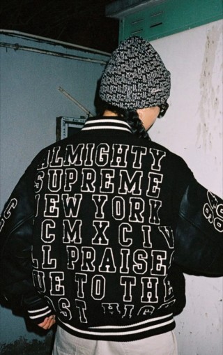 Supreme Black Varsity Wool Jacket view 2