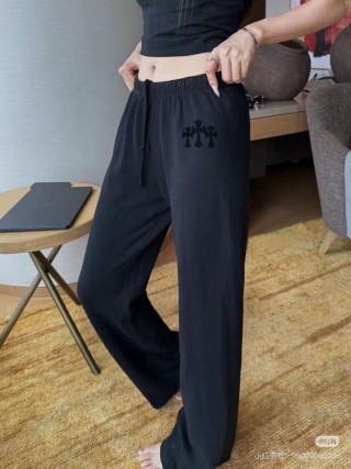 Chrome Hearts Black Wide-Leg Sweatpants with Embroidered Cross view 1