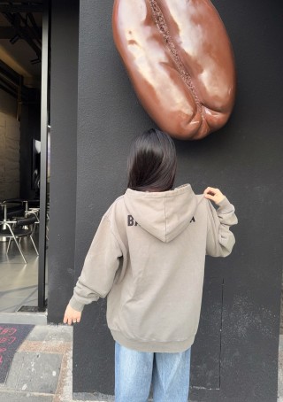 Balenciaga Cream Oversized Logo Hoodie view 1