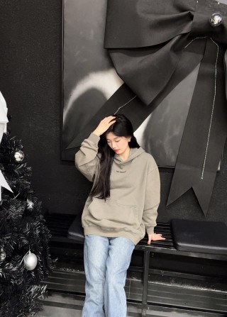 Balenciaga Cream Oversized Logo Hoodie view 4