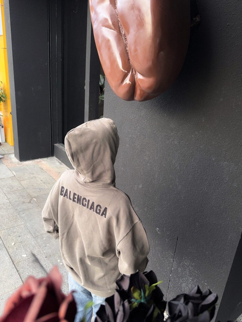 Balenciaga Cream Oversized Logo Hoodie view