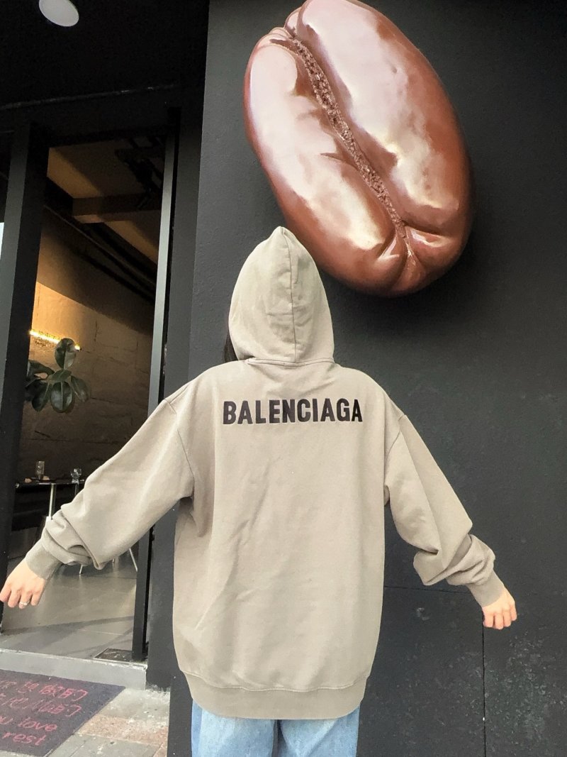 Balenciaga Cream Oversized Logo Hoodie view