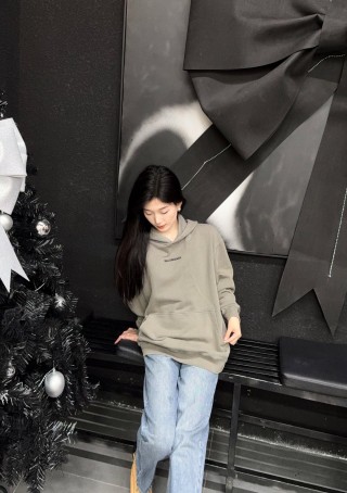 Balenciaga Cream Oversized Logo Hoodie view 8