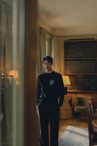 Navy Crested Crew Neck Sweater view 5