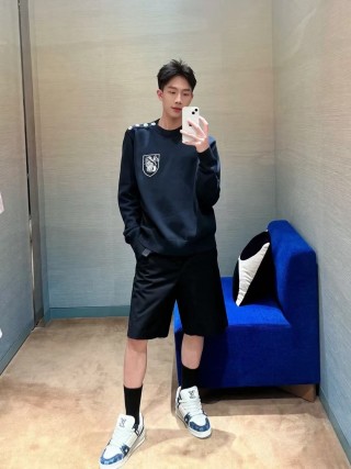 Navy Crested Crew Neck Sweater view 6