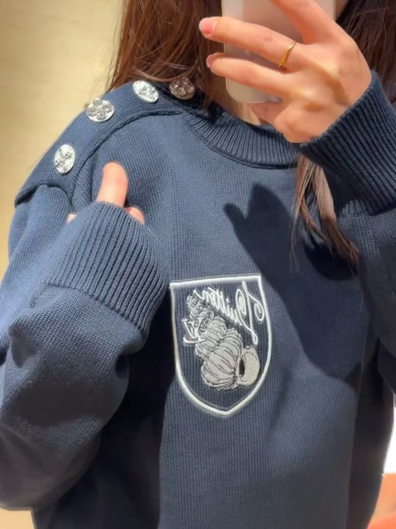 Louis Vuitton Shell Badge Embroidered Crewneck Sweater Black view
