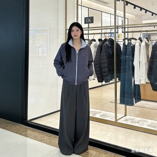 Light Blue Quilted Zip Jacket view 7