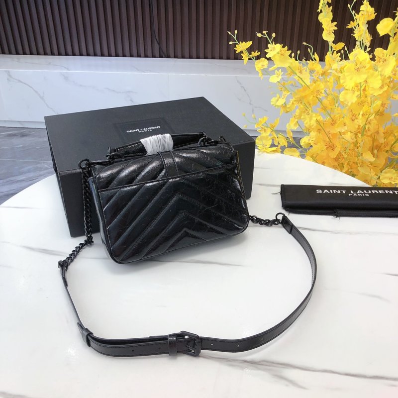 Saint Laurent College Mini Quilted Black Crossbody Bag view