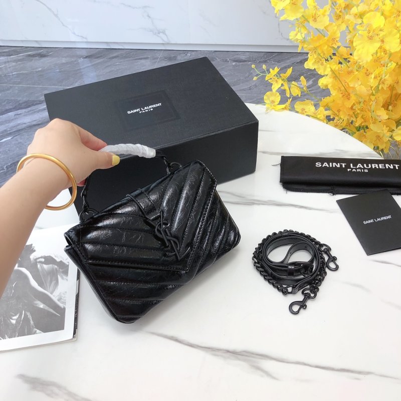 Saint Laurent College Mini Quilted Black Crossbody Bag view