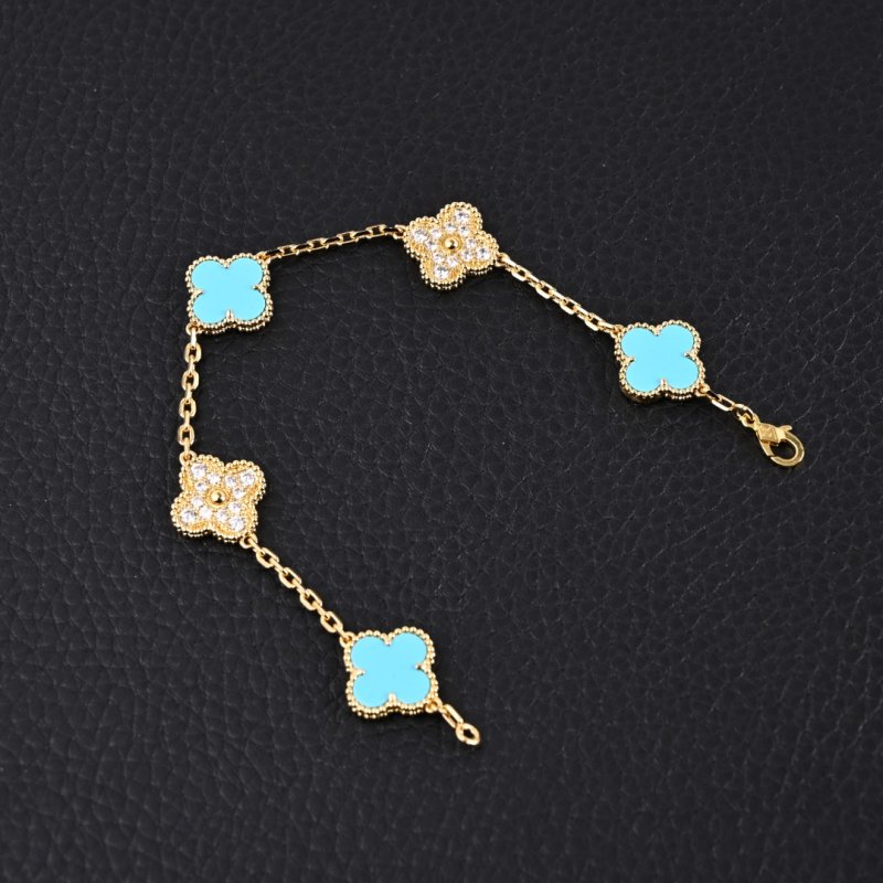 Van Cleef & Arpels Turquoise Mother-of-Pearl Lucky Clover Bracelet view