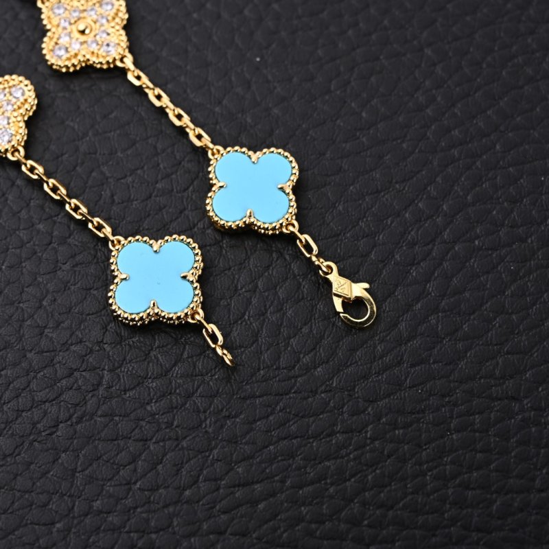 Van Cleef & Arpels Turquoise Mother-of-Pearl Lucky Clover Bracelet view