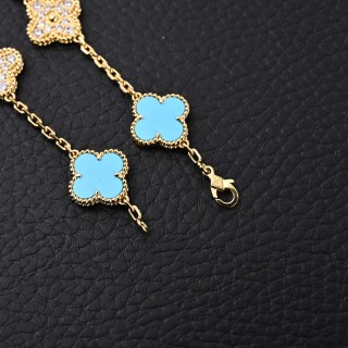 Van Cleef & Arpels Turquoise Mother-of-Pearl Lucky Clover Bracelet view 4