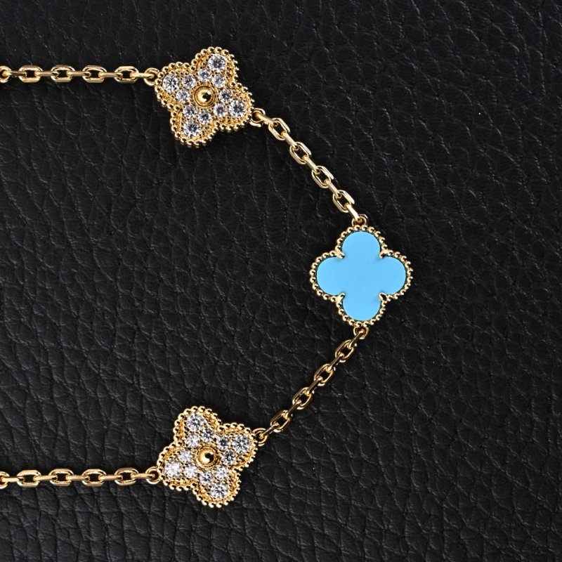 Van Cleef & Arpels Turquoise Mother-of-Pearl Lucky Clover Bracelet view