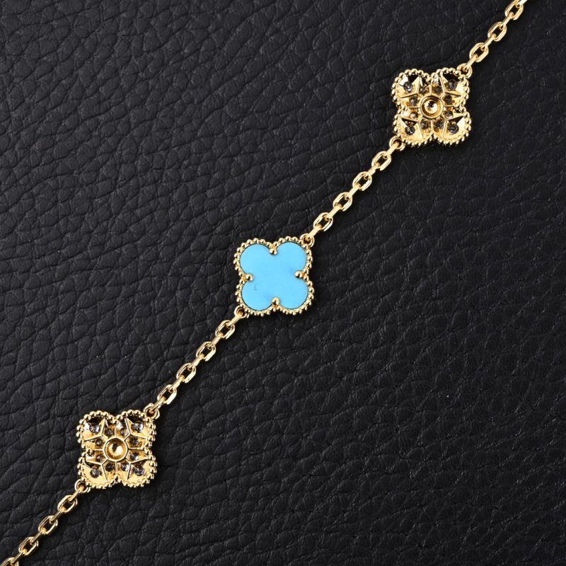 Van Cleef & Arpels Turquoise Mother-of-Pearl Lucky Clover Bracelet view