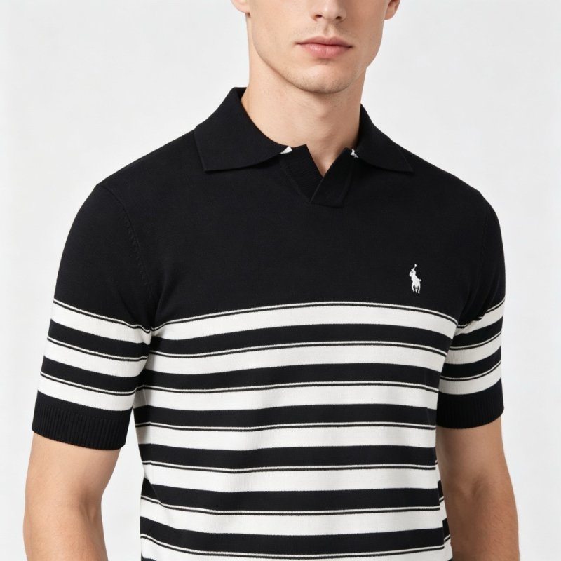 Polo Ralph Lauren Black White Striped Polo Shirt