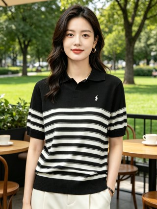 Polo Ralph Lauren Black White Striped Polo Shirt view 5