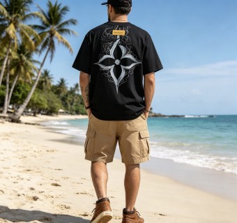 Louis Vuitton LV Monogram Black Short Sleeve T-Shirt view 6