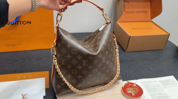 Louis Vuitton Monogram Canvas Hobo Shoulder Bag Brown video
