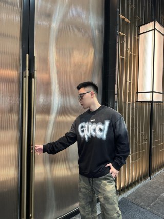 Gucci Graffiti Logo Black Hoodie view 1