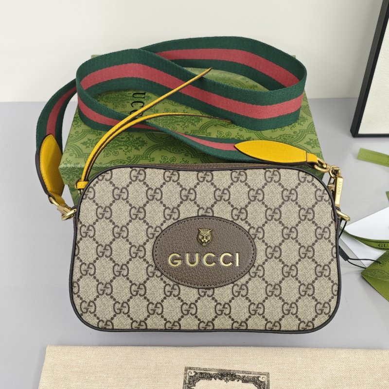 Gucci GG Canvas Camera Bag with Tiger Head Hardware - Ebony & Gold view